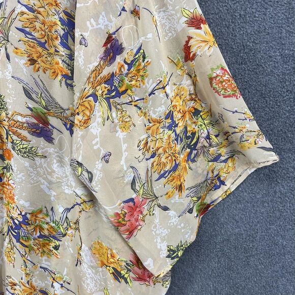 Bishop + Young Kimono Cardigan Womens Medium Large Beige Floral Fringe Sheer - Picture 6 of 16